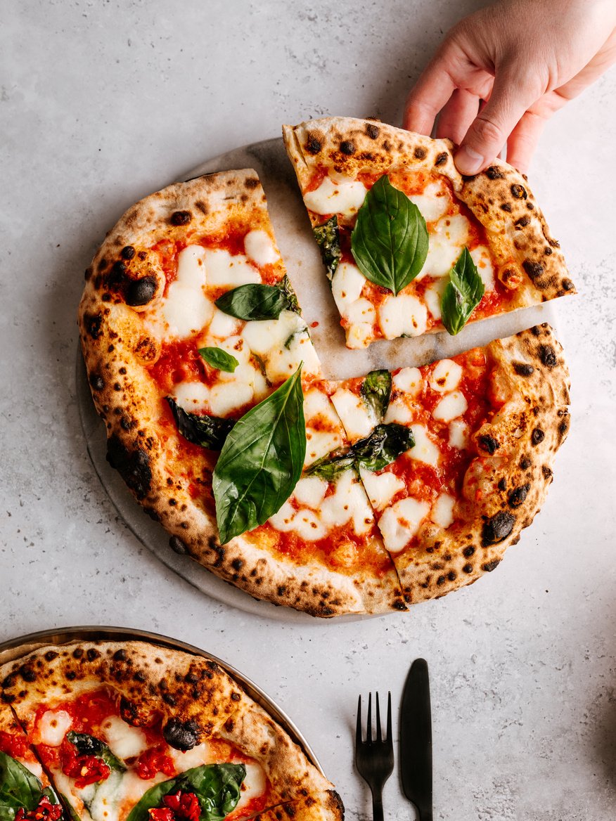 Tonight we slice sourdough pizza Margherita